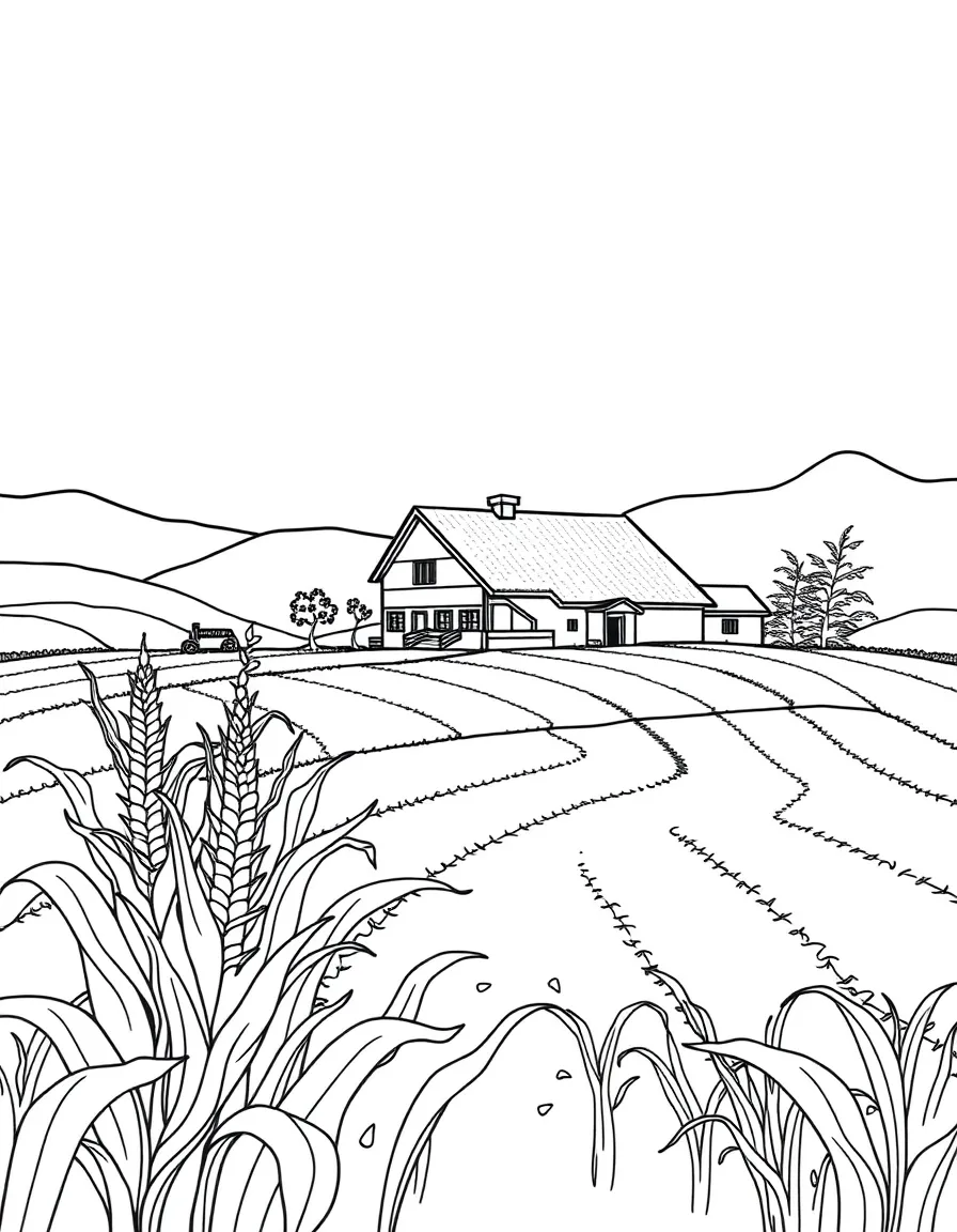 (Jilin) Corn fields with farmhouse