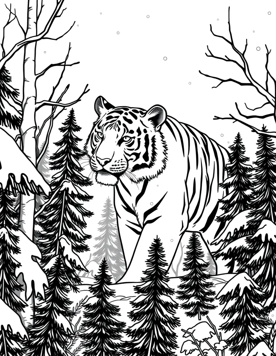 (Heilongjiang) Siberian tiger in snowy forest