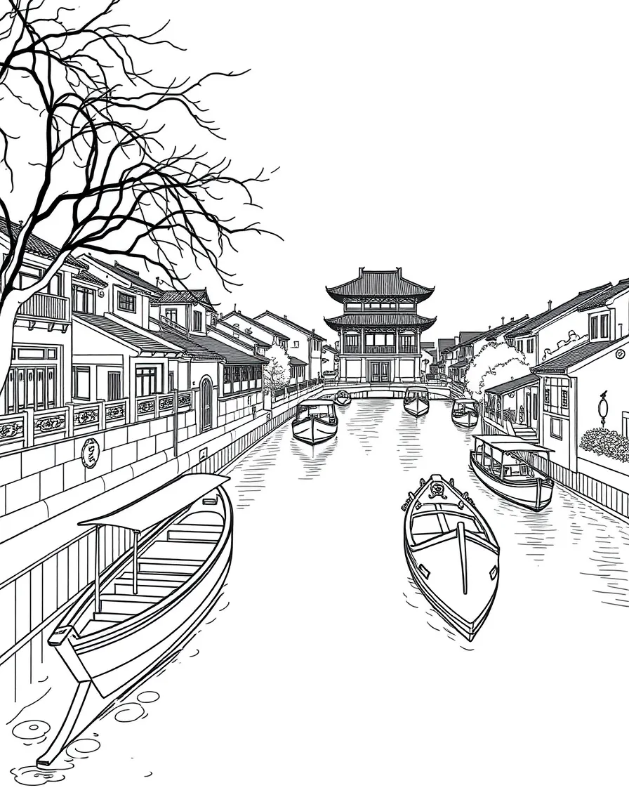 (Jiangsu) Grand Canal with traditional boats