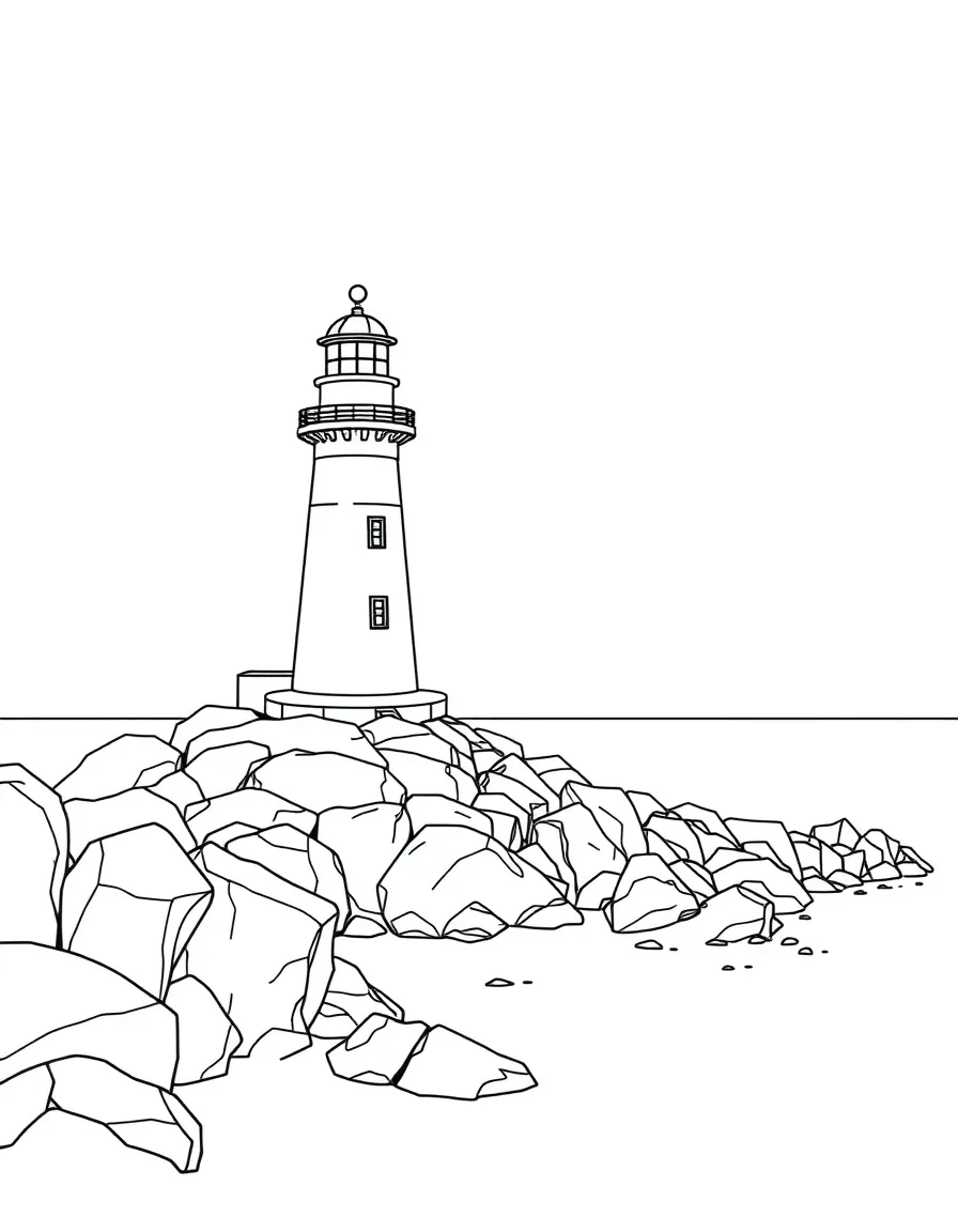 (Fujian) Coastal lighthouse on rocky shore