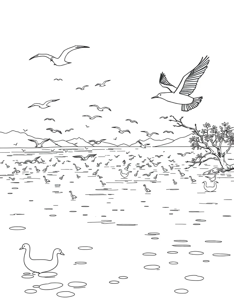 (Jiangxi) Poyang Lake with migratory birds