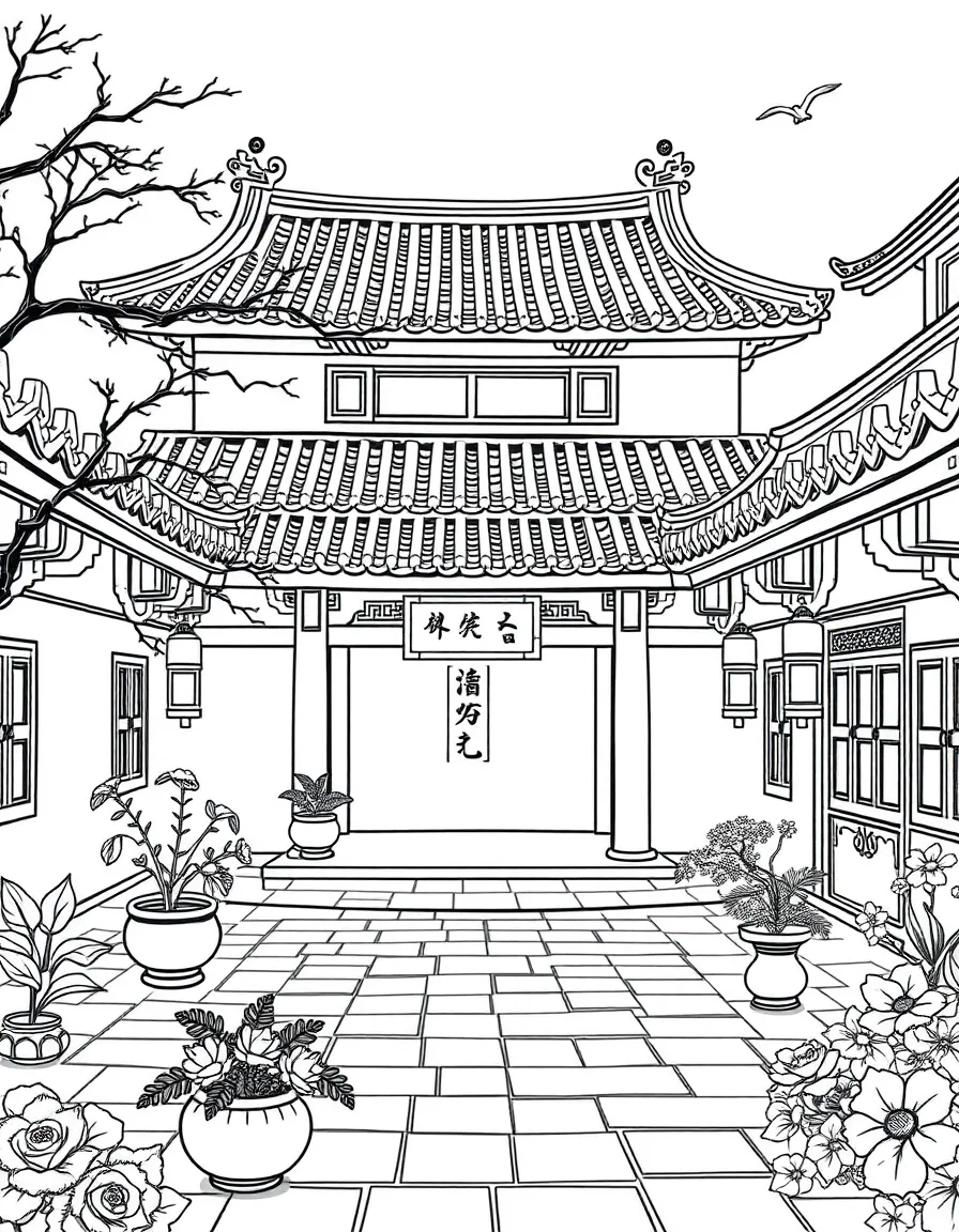 (Shandong) Traditional Chinese academy courtyard
