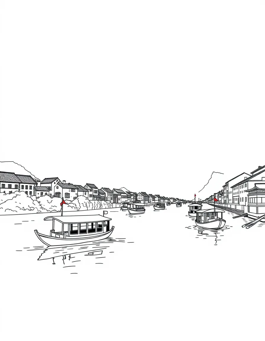 (Hubei) Yangtze River with traditional boats