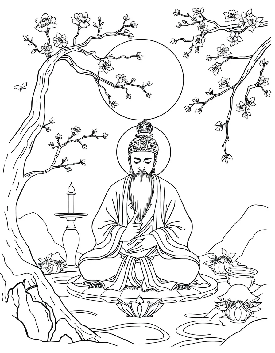(Hubei) Traditional Chinese Taoist meditation scene