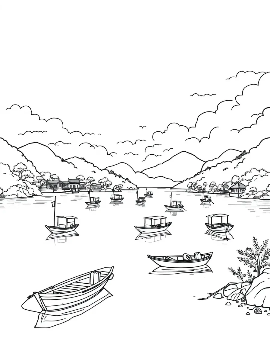 (Hunan) Dongting Lake with fishing boats