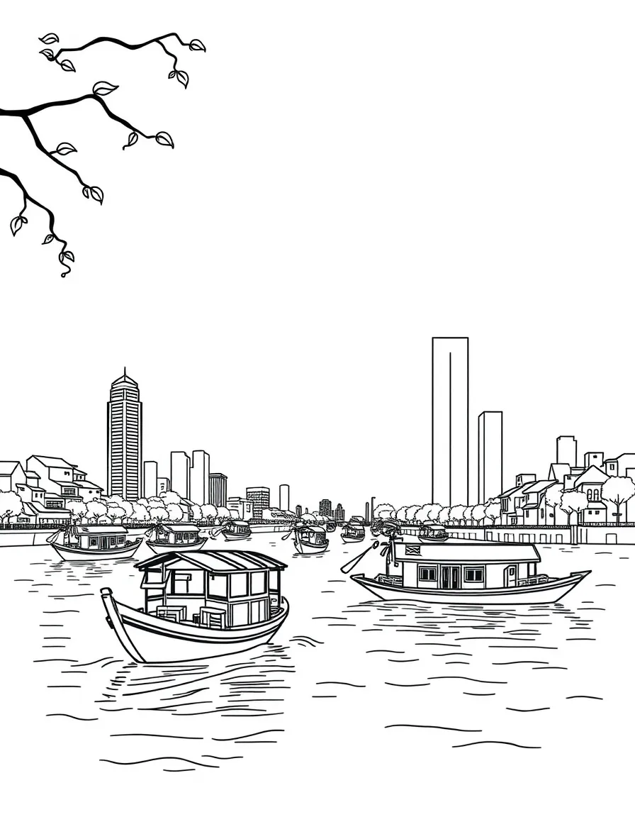 (Guangdong) Pearl River with traditional boats
