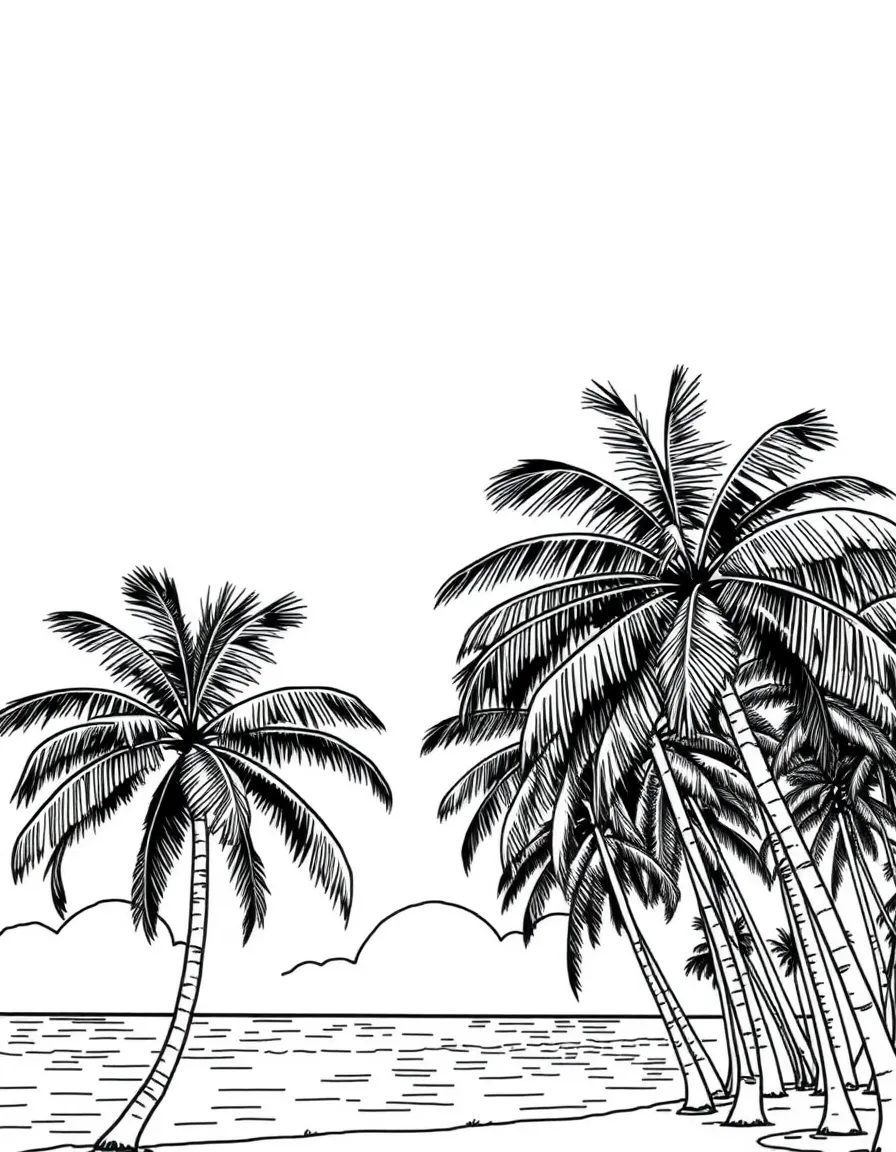 (Hainan) Coconut palm trees by the ocean