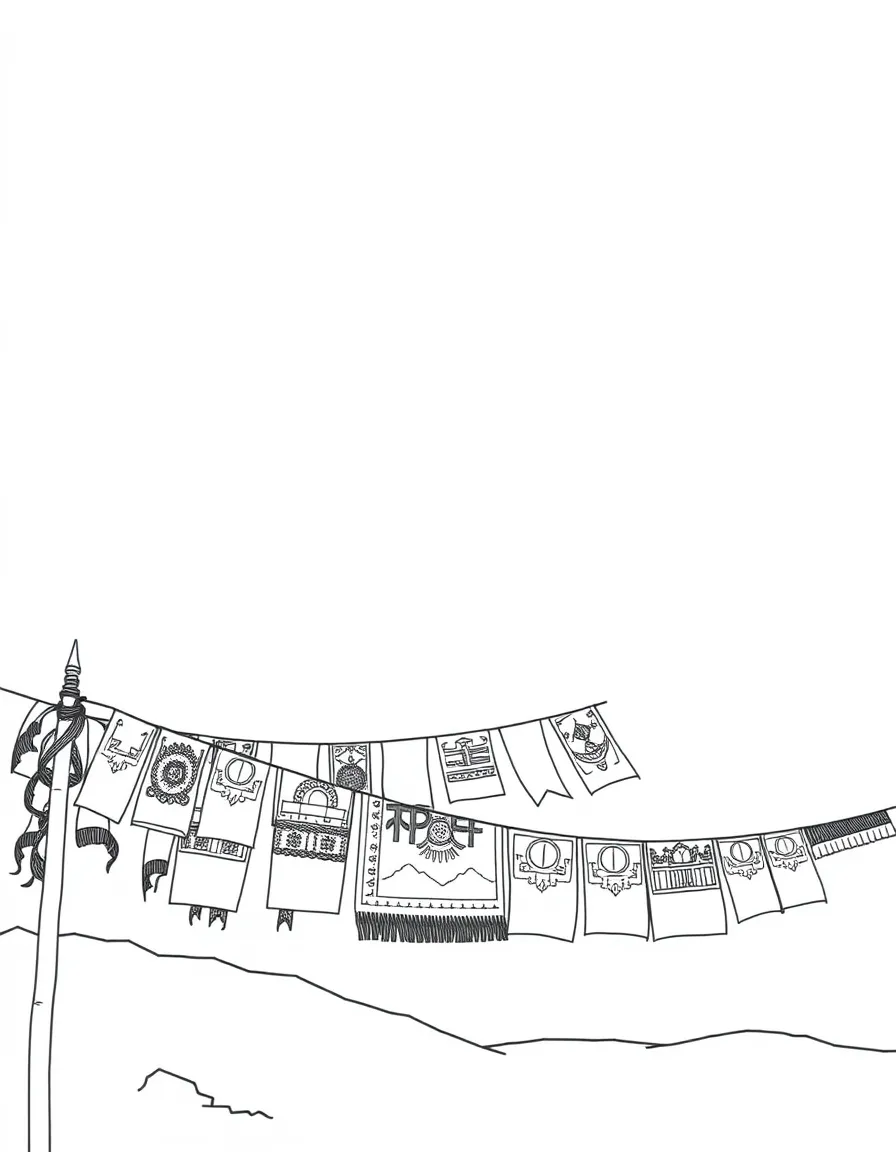 (Tibet) Traditional Tibetan prayer flags