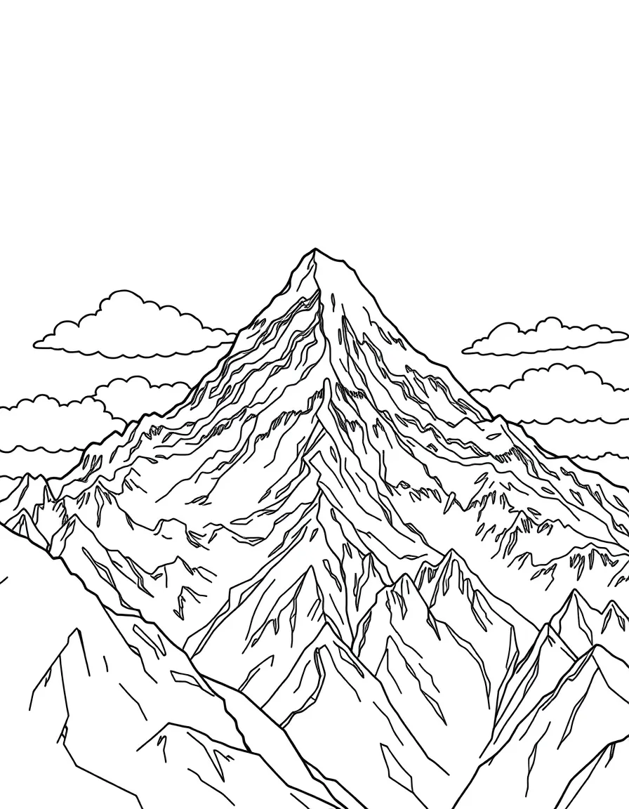 (Tibet) Mount Everest peak with clouds