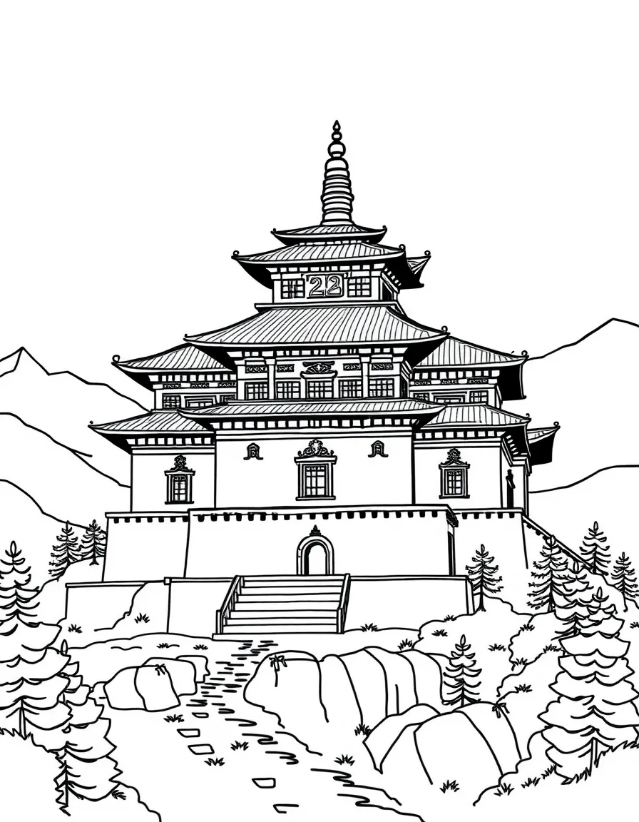 (Tibet) Traditional Tibetan monastery