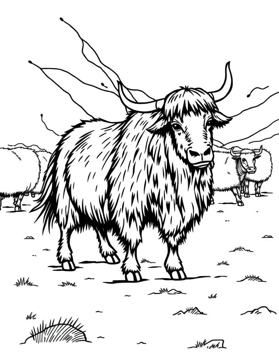 (Tibet) Traditional yak herding scene