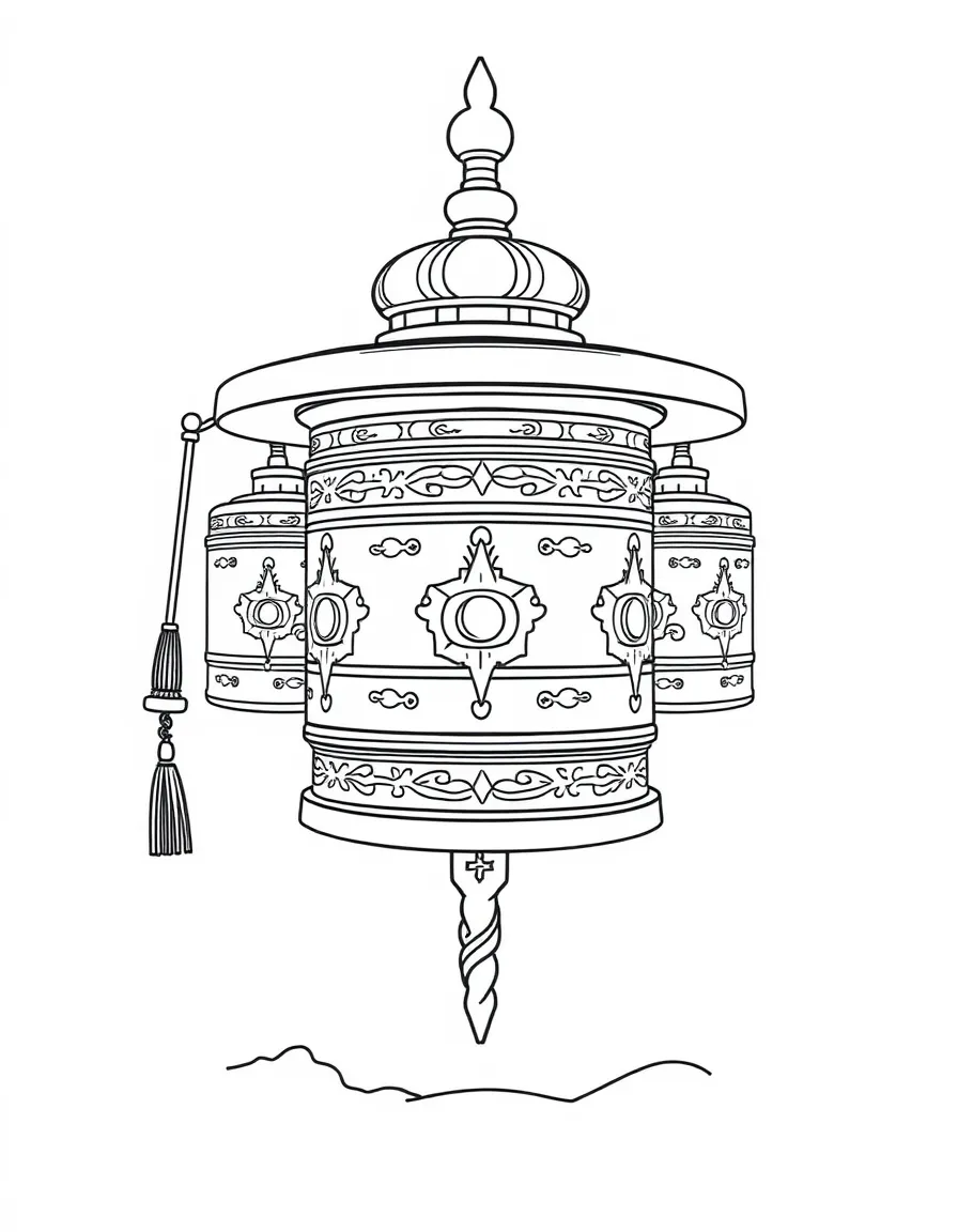 (Tibet) Tibetan prayer wheels spinning