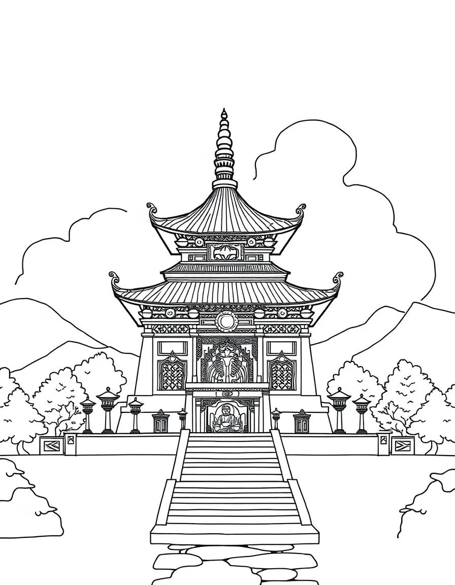 (Tibet) Traditional Tibetan Buddhist temple