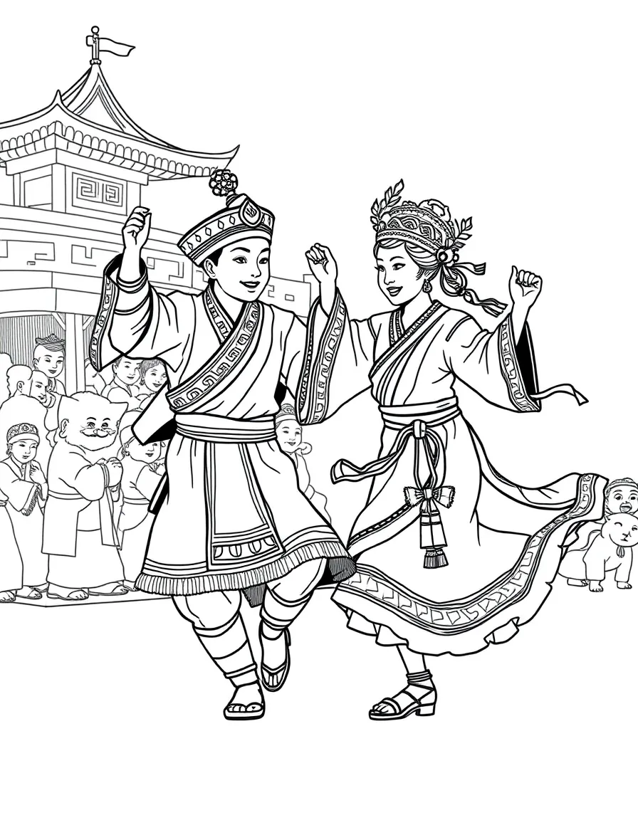 (Tibet) Traditional Tibetan festival dancing