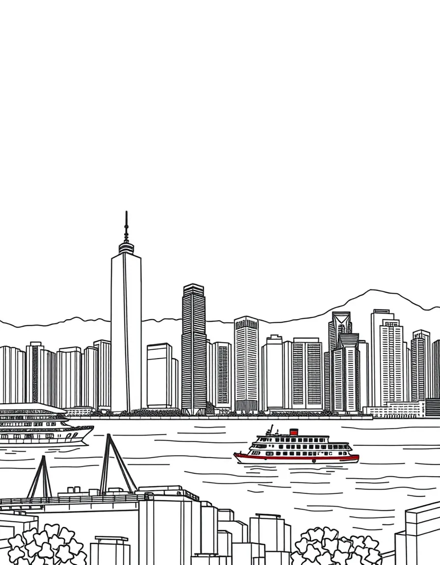 (Hong Kong) Victoria Harbor with skyline