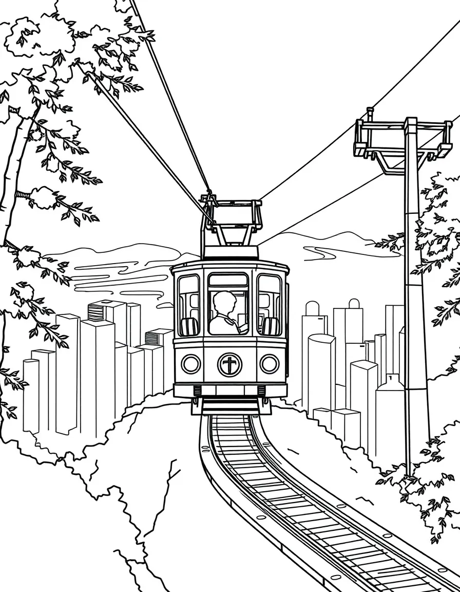 (Hong Kong) Peak Tram ascending mountain
