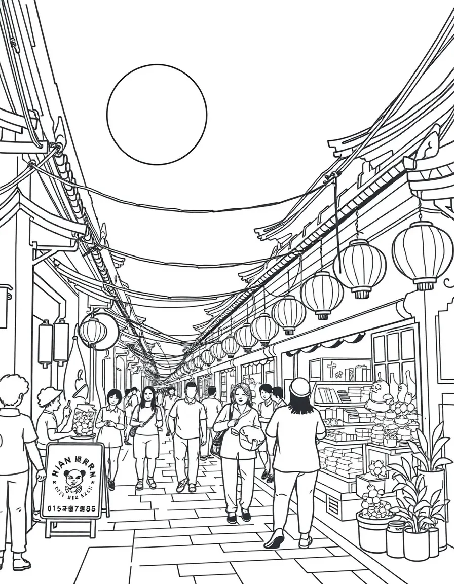 (Taiwan) Traditional Chinese night market scene