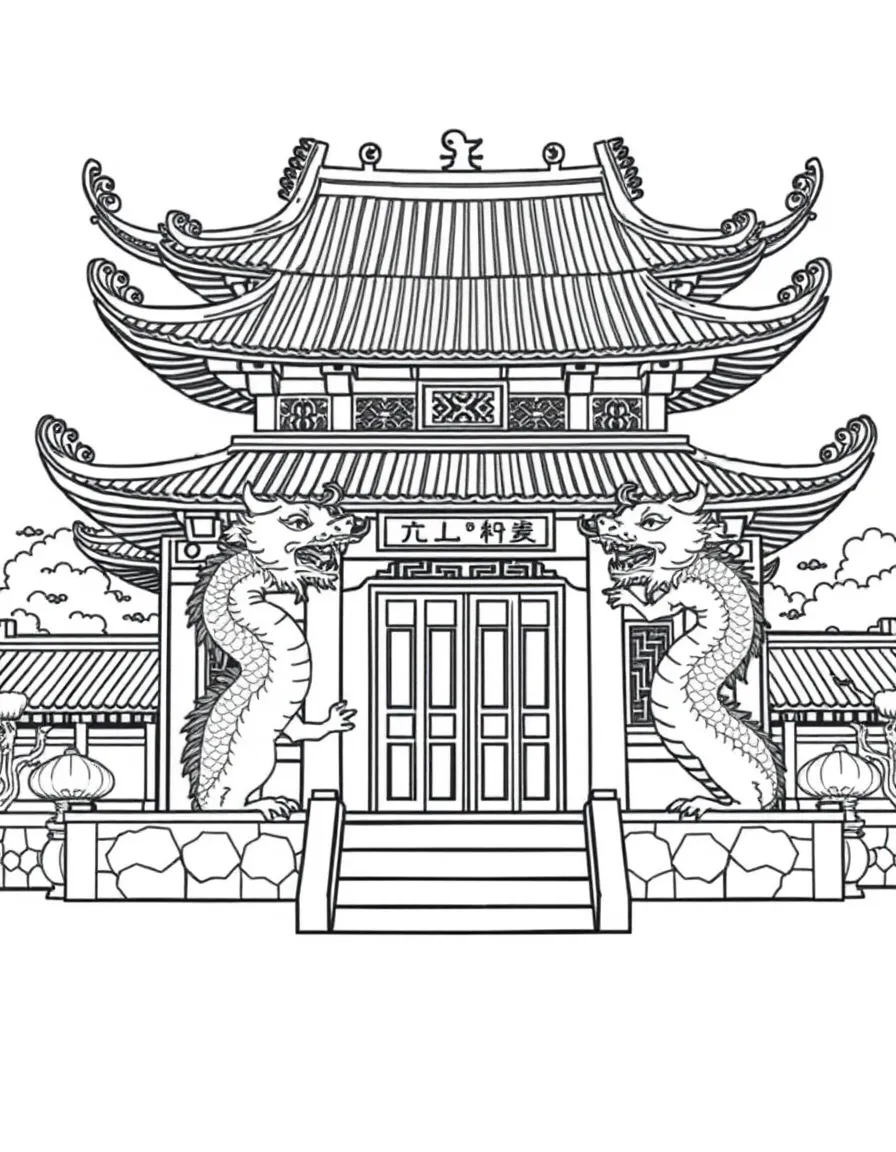 (Taiwan) Traditional Chinese temple with dragons