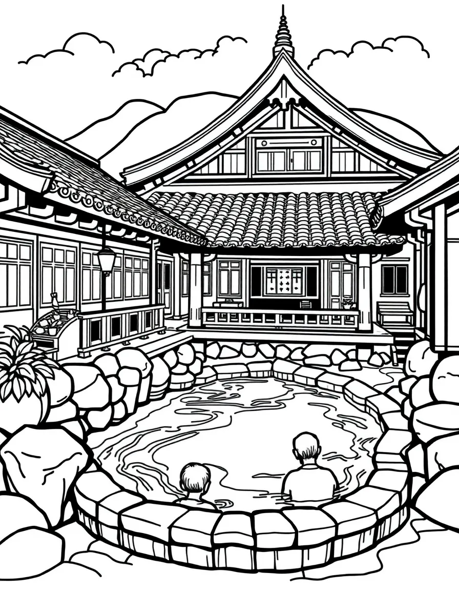(Taiwan) Hot springs with traditional bathhouse