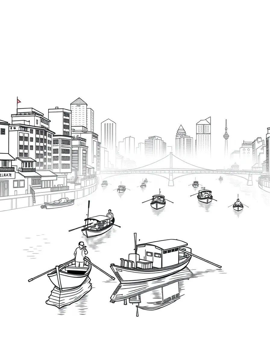 (Chongqing) Fishing boats on misty river