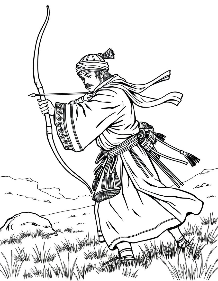 (Inner Mongolia) Traditional Mongolian archery scene