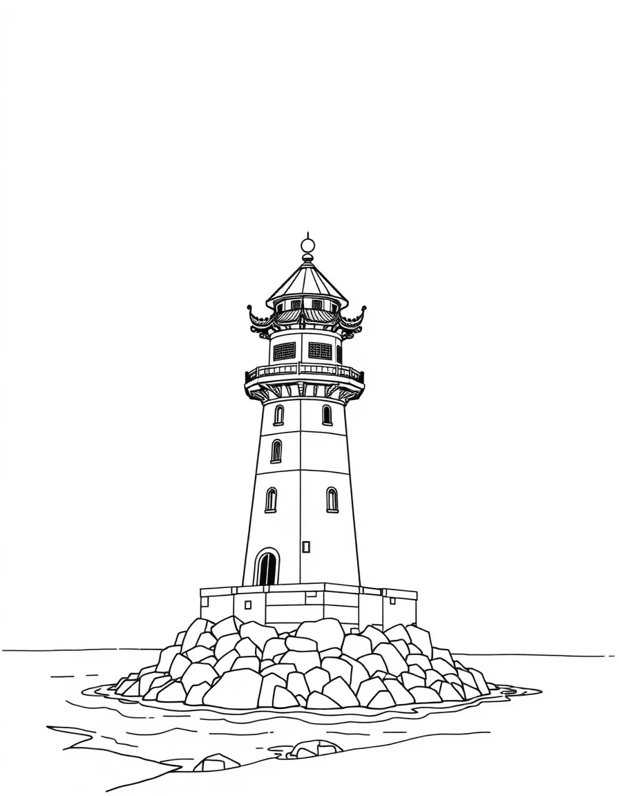 (Shandong) Historic Chinese lighthouse on coast