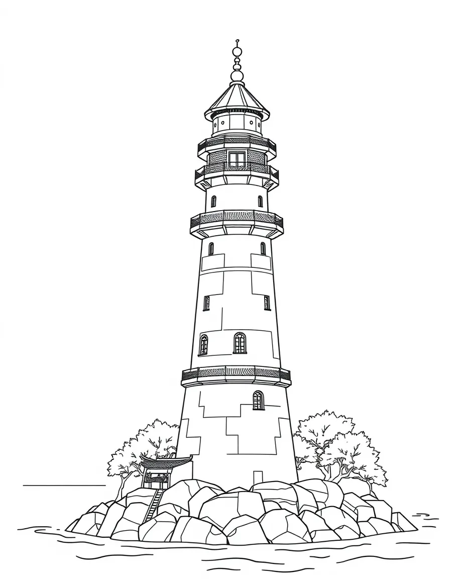 (Hainan) Historic Chinese lighthouse on island