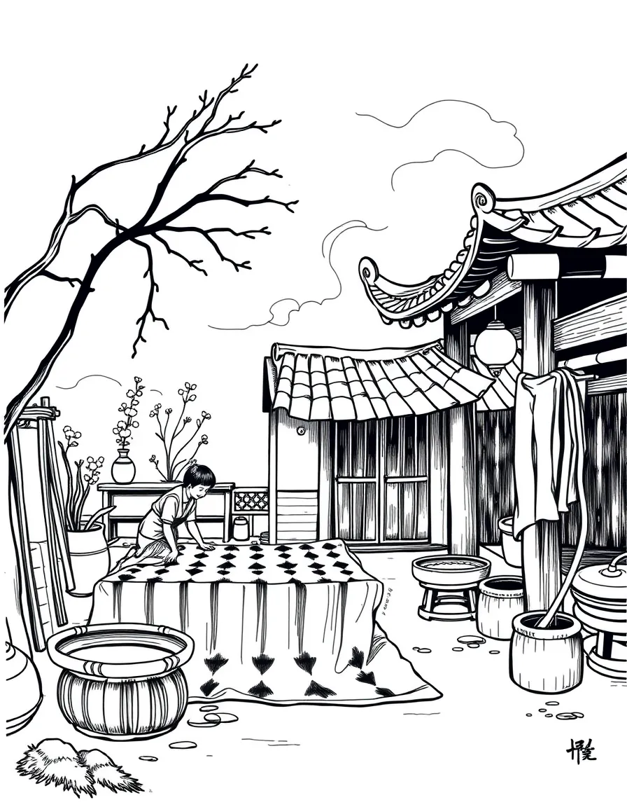 (Guizhou) Traditional Chinese indigo dyeing workshop
