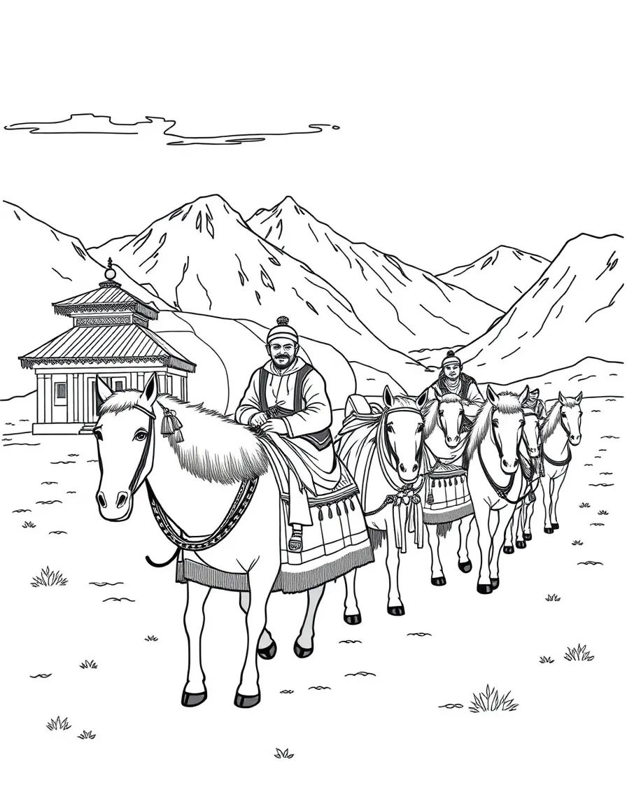 (Tibet) Historic Tibetan trading caravan