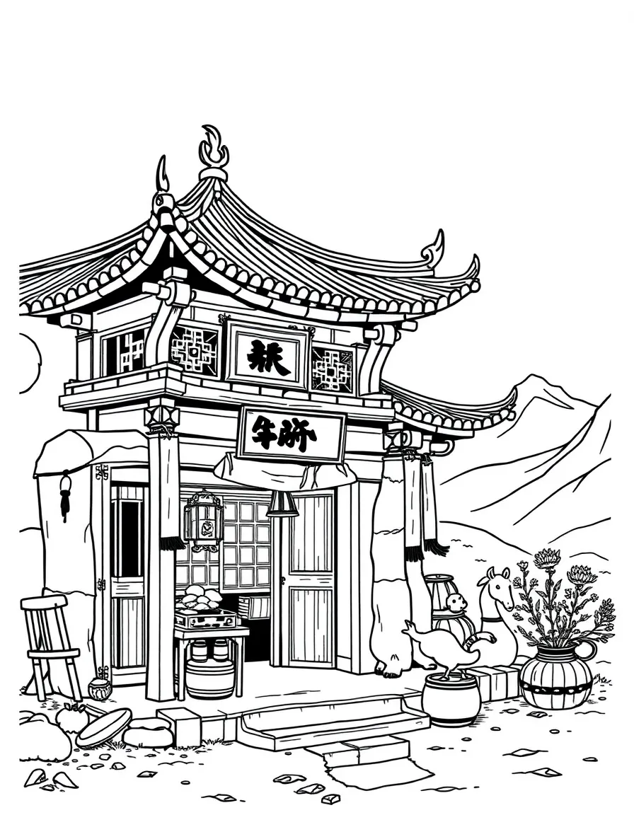 (Gansu) Traditional Chinese desert trading post