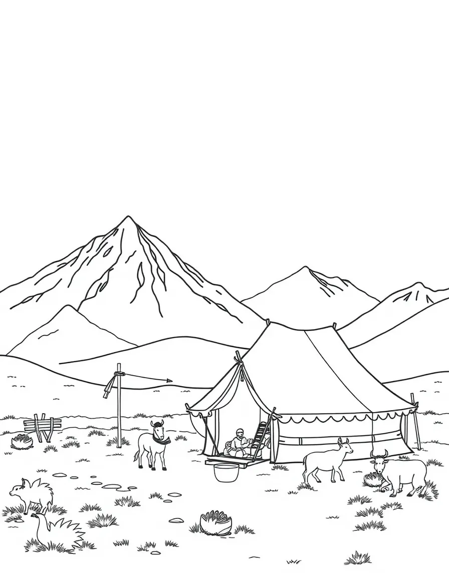 (Qinghai) Traditional Tibetan nomadic camp
