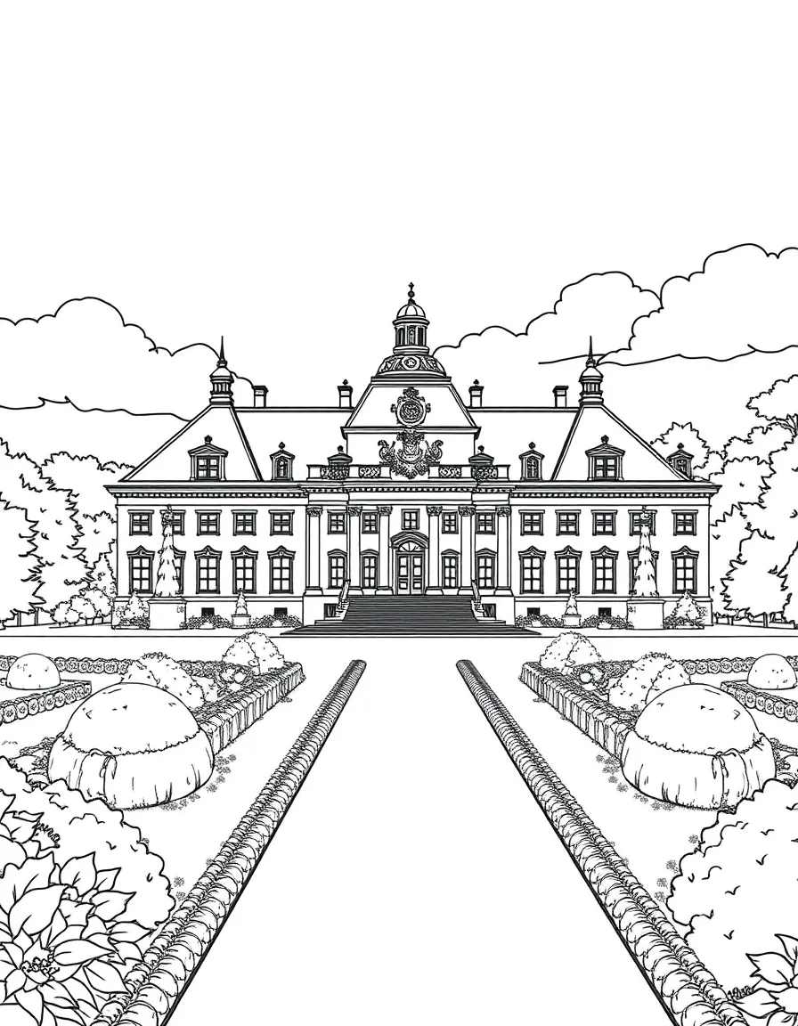Drottningholm Palace with its baroque architecture and formal gardens