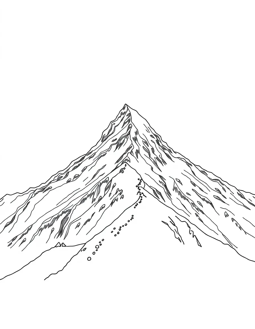 Kebnekaise mountain peak with hiking trails and snow