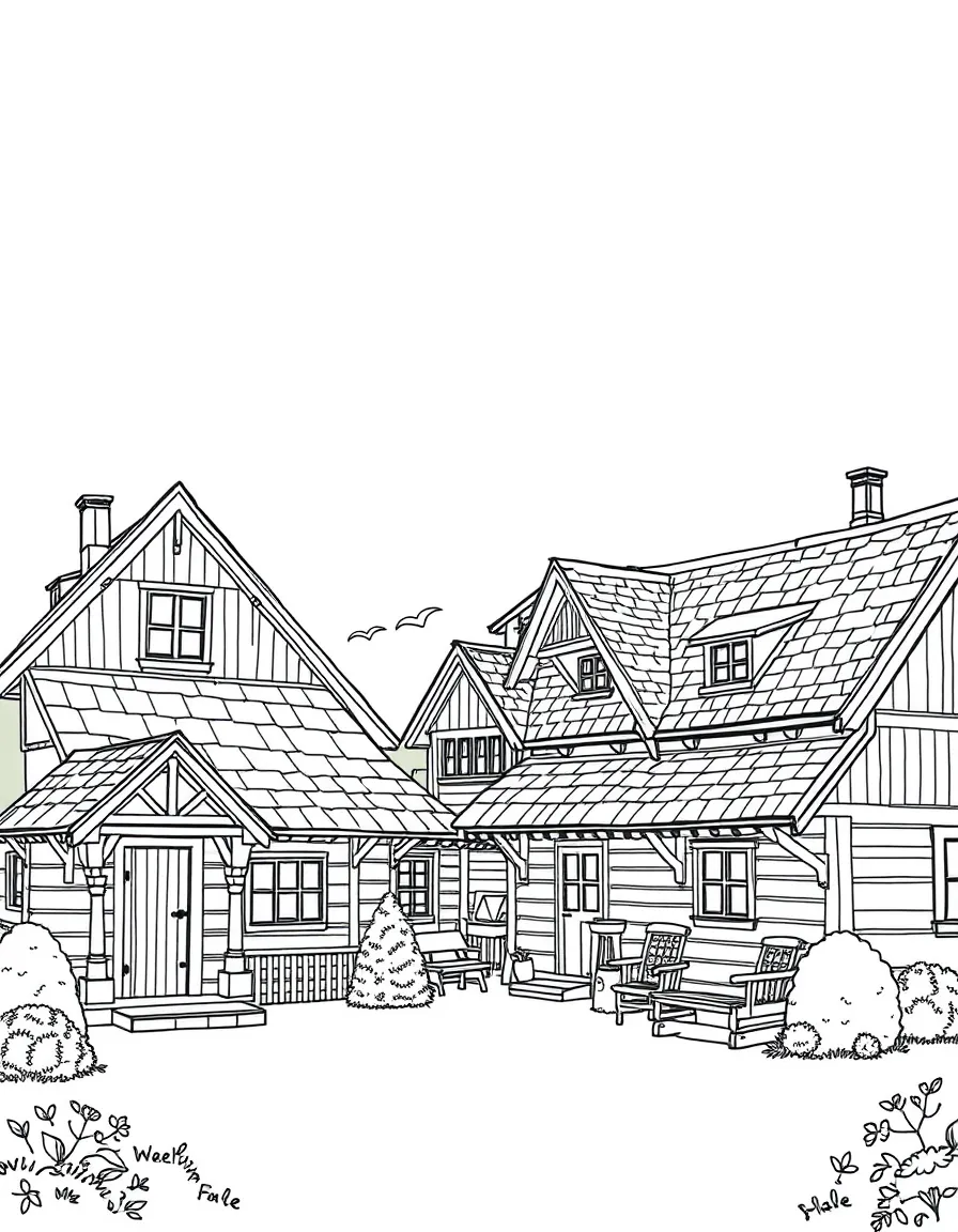 Skansen open-air museum with traditional wooden houses
