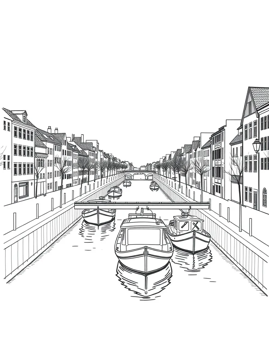 Göta Canal with locks and boats passing through
