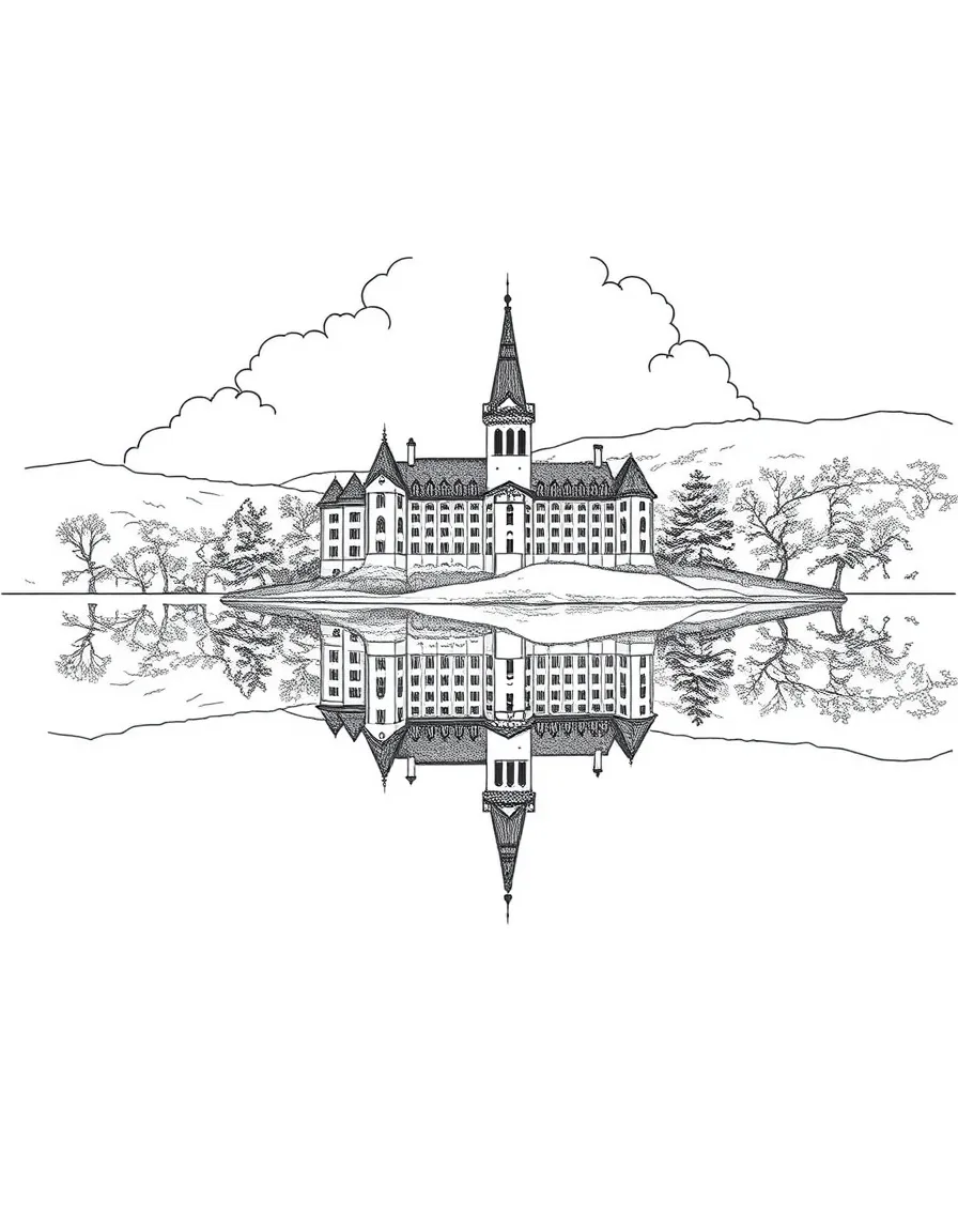 Vadstena Castle reflected in Lake Vättern