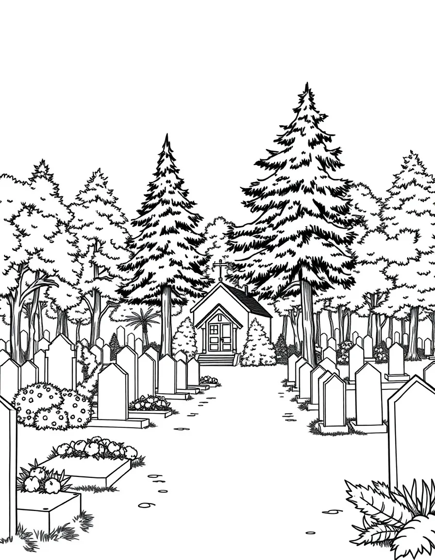 Skogskyrkogården (Woodland Cemetery) with its chapel and trees
