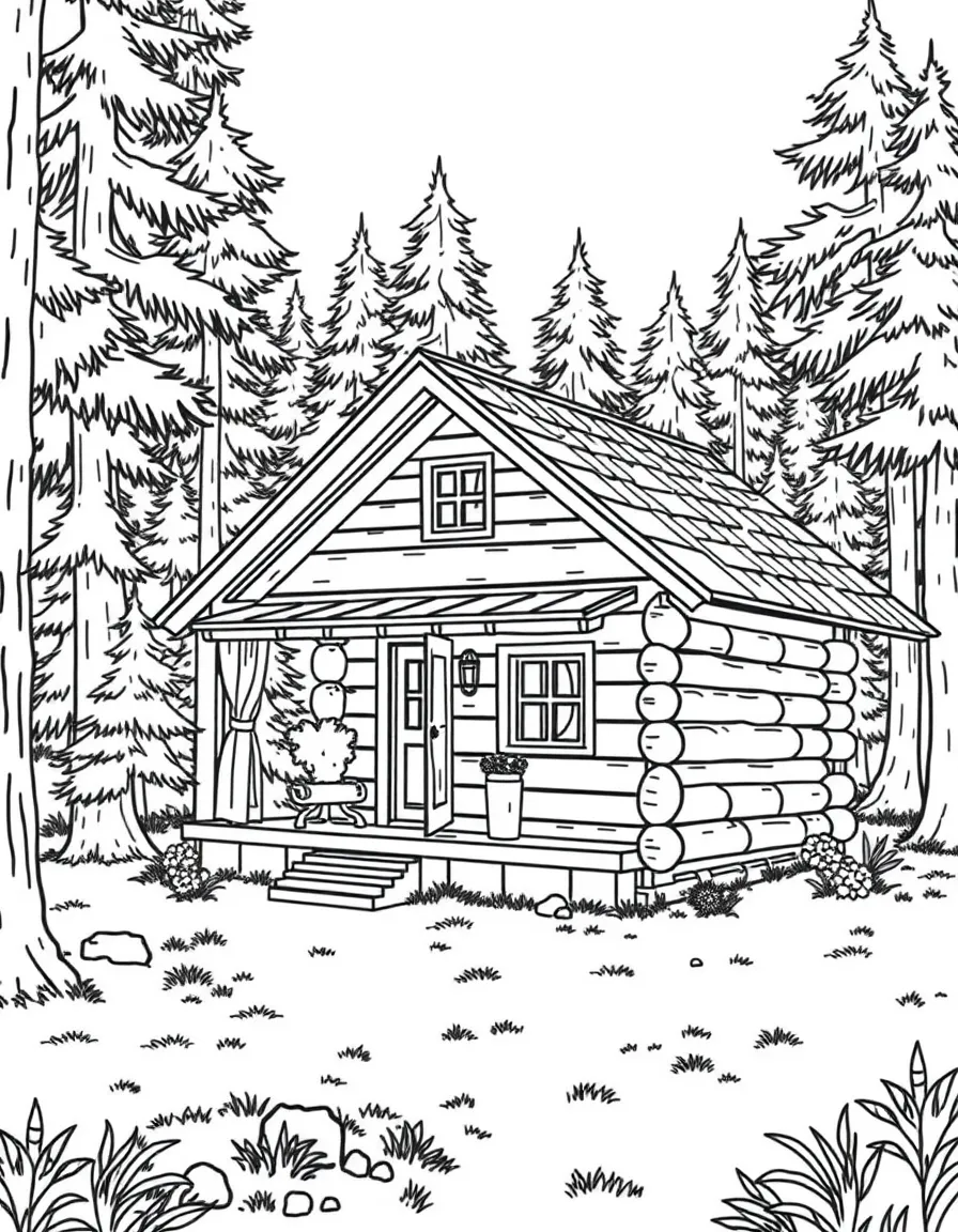 Traditional Swedish log cabin in a forest setting