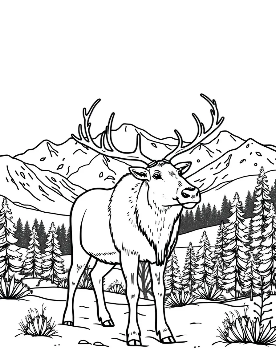 Reindeer in Lapland with mountains in background