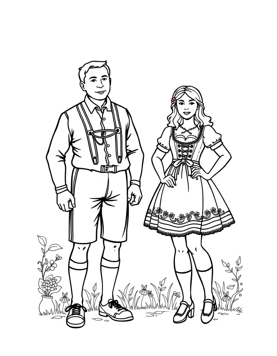 (Germany) Traditional German lederhosen and dirndl clothing