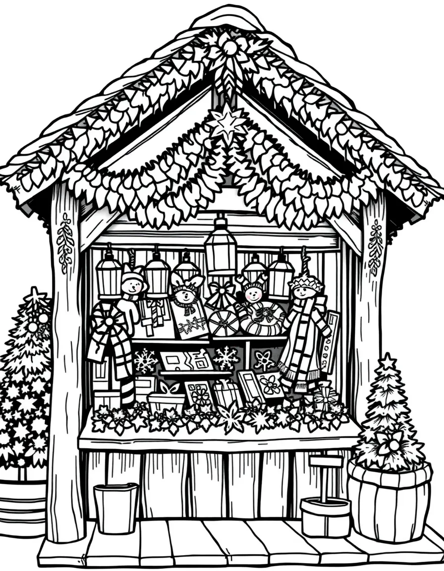 (Germany) Christmas market stall with wooden decorations