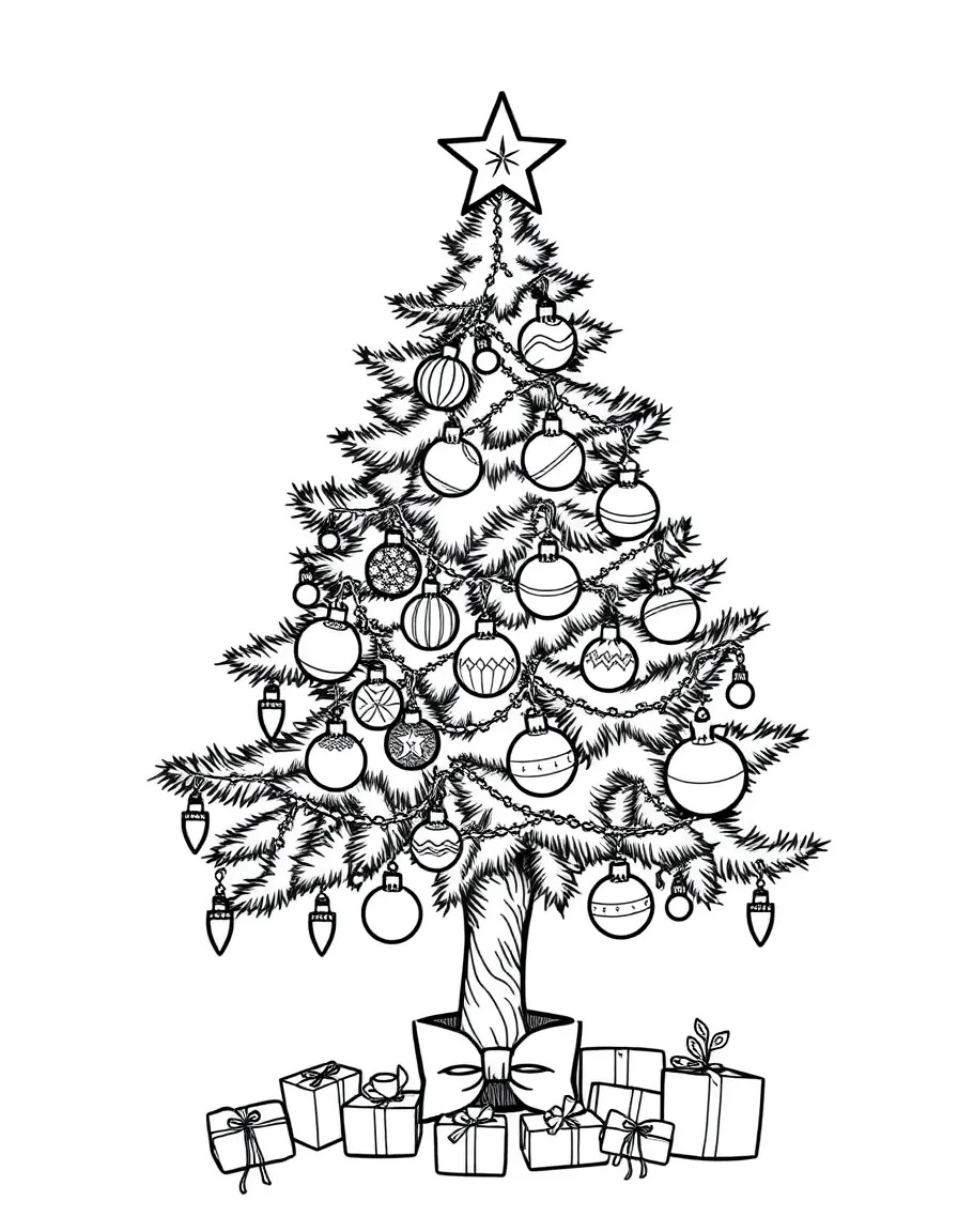 (Germany) Traditional German Christmas tree with ornaments