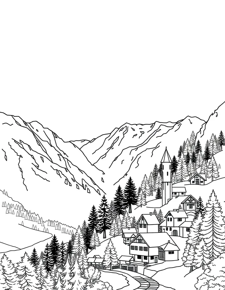 (Germany) Bavarian Alpine landscape with mountains and villages