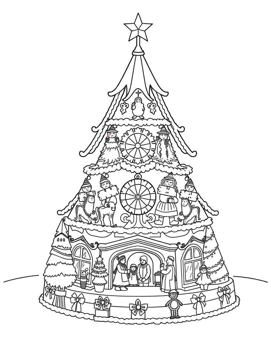 (Germany) German Christmas pyramid (Weihnachtspyramide) with spinning figures