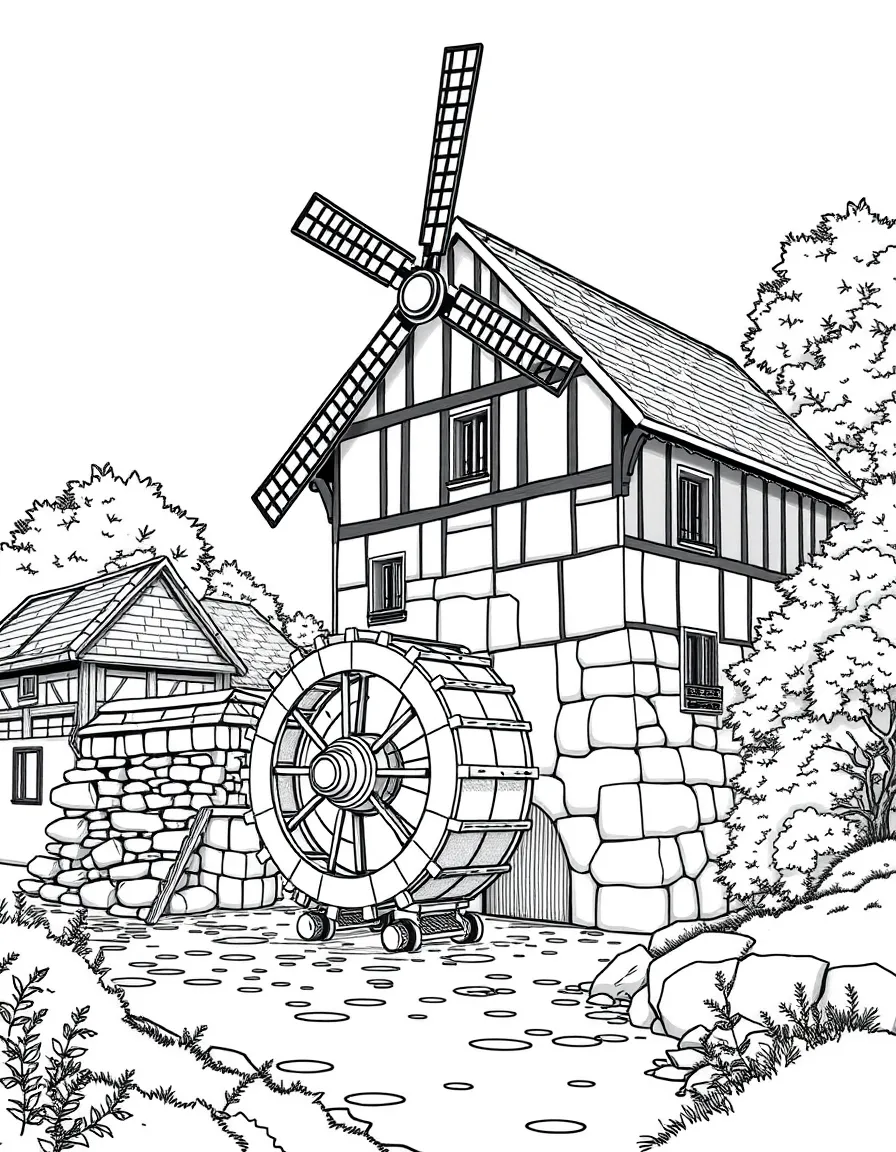 (Germany) Traditional German mill with large water wheel