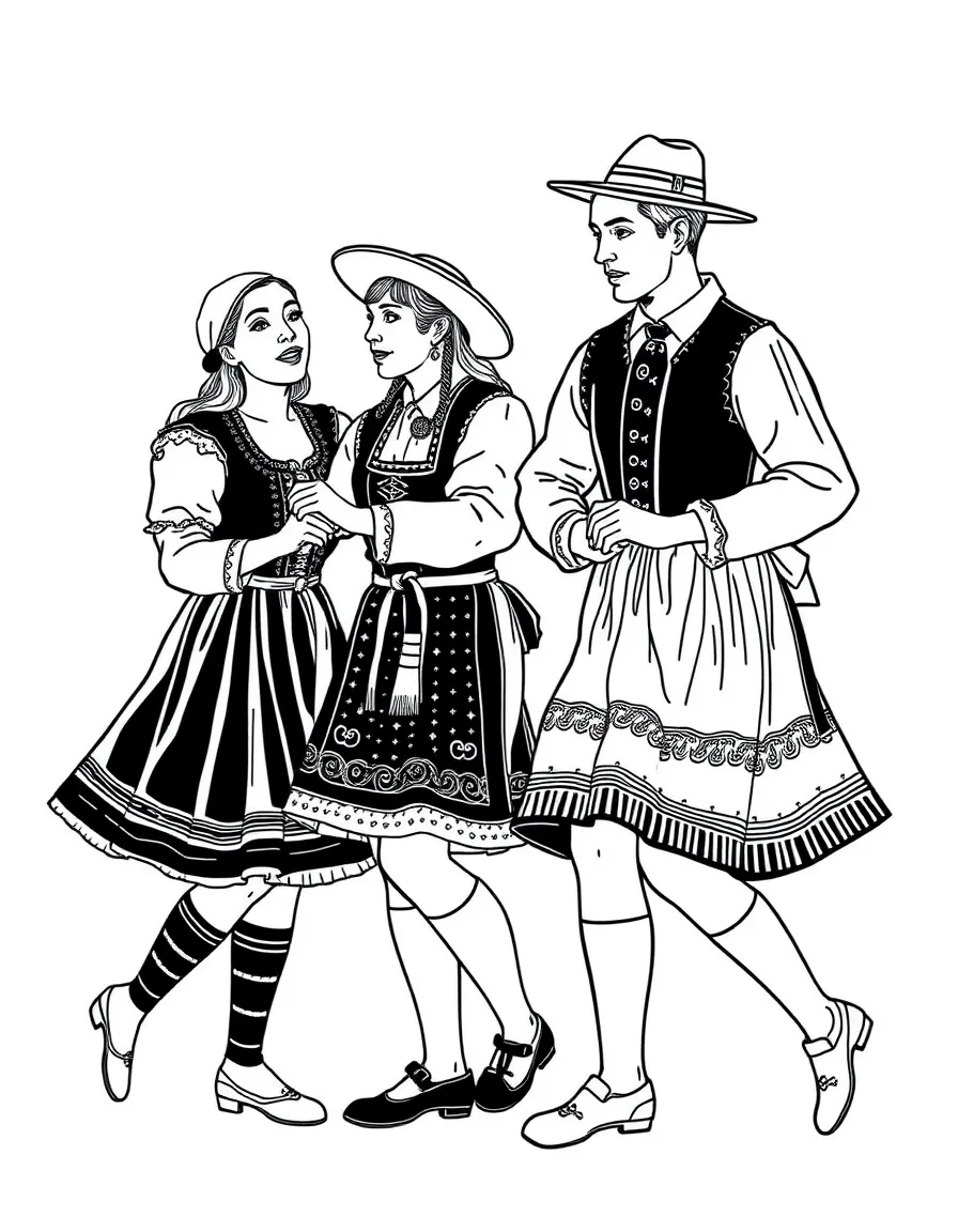 (Germany) Traditional folk dancers in regional costumes