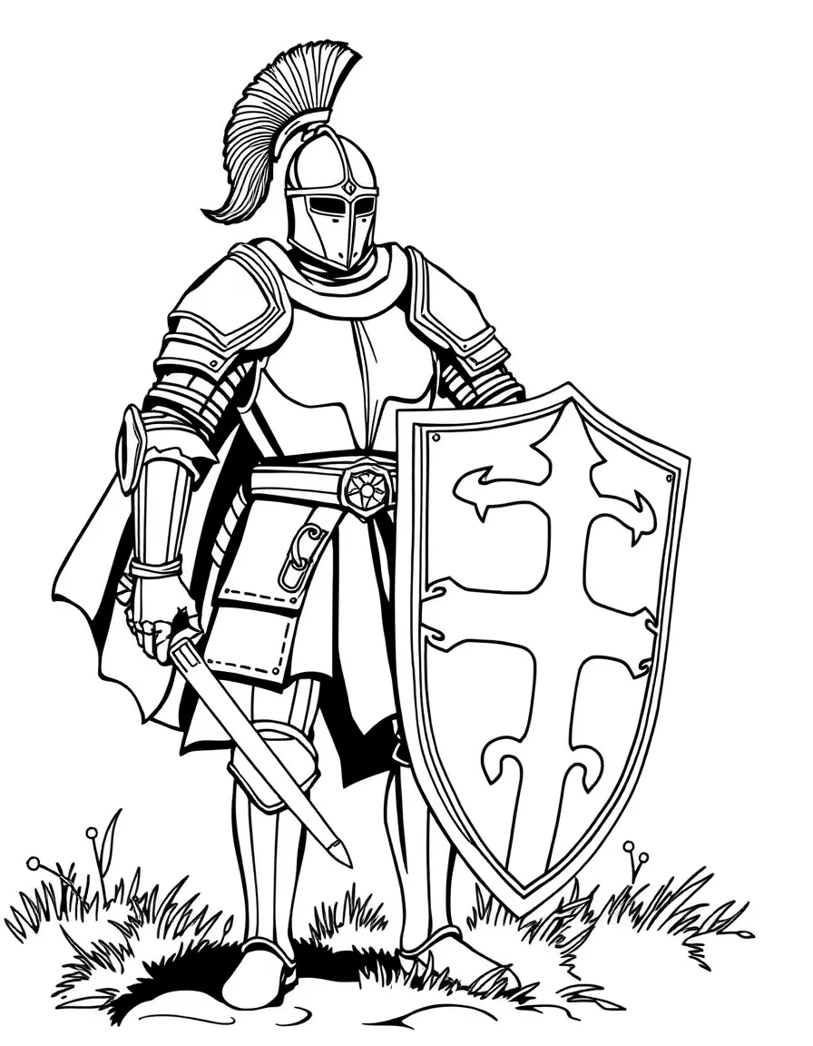 (Germany) Medieval German knight in armor with shield