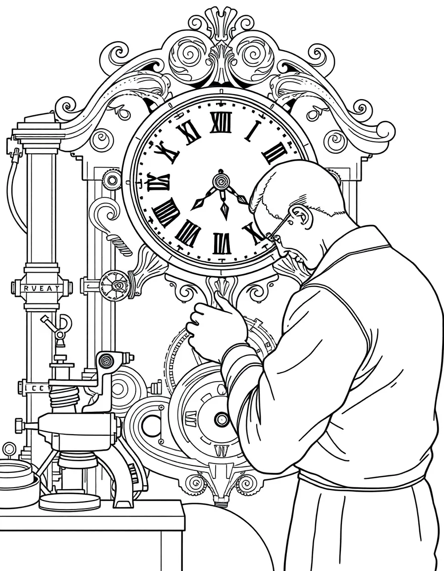 (Germany) German clockmaker working on timepieces