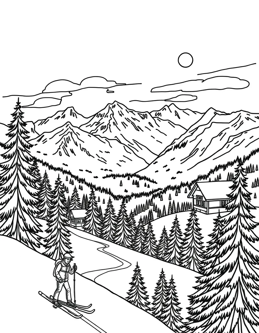 (Germany) Bavarian Alps skiing scene