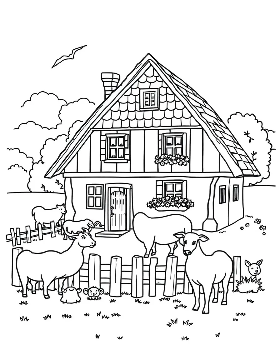 (Germany) Traditional German farmhouse with animals